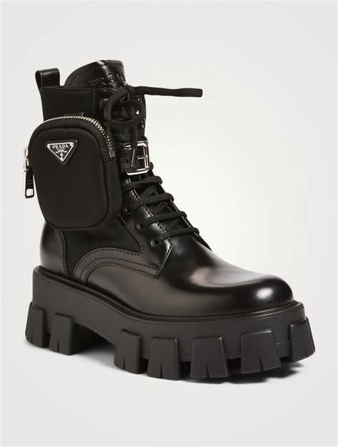 prada boots with pouch white|prada combat boots with pouches.